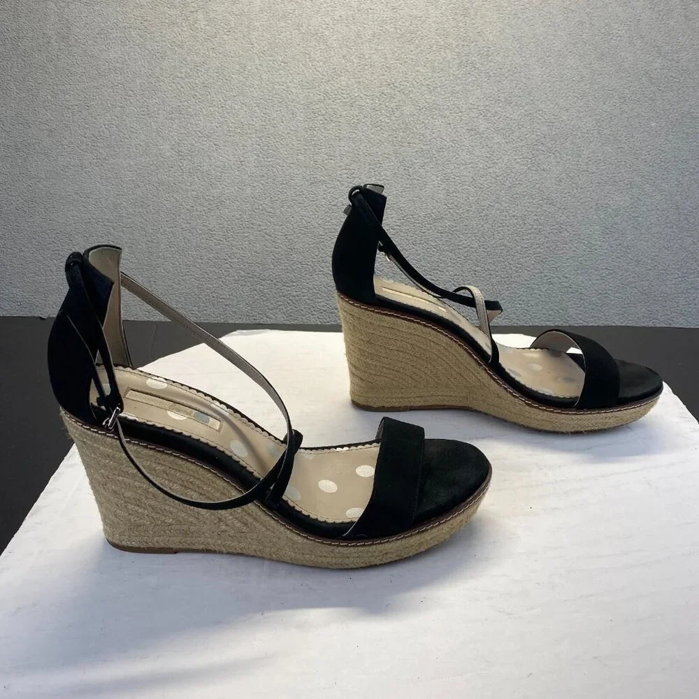 Boden Women's Platform Espadrille Wedge Sandals Black Size 41,Preppy